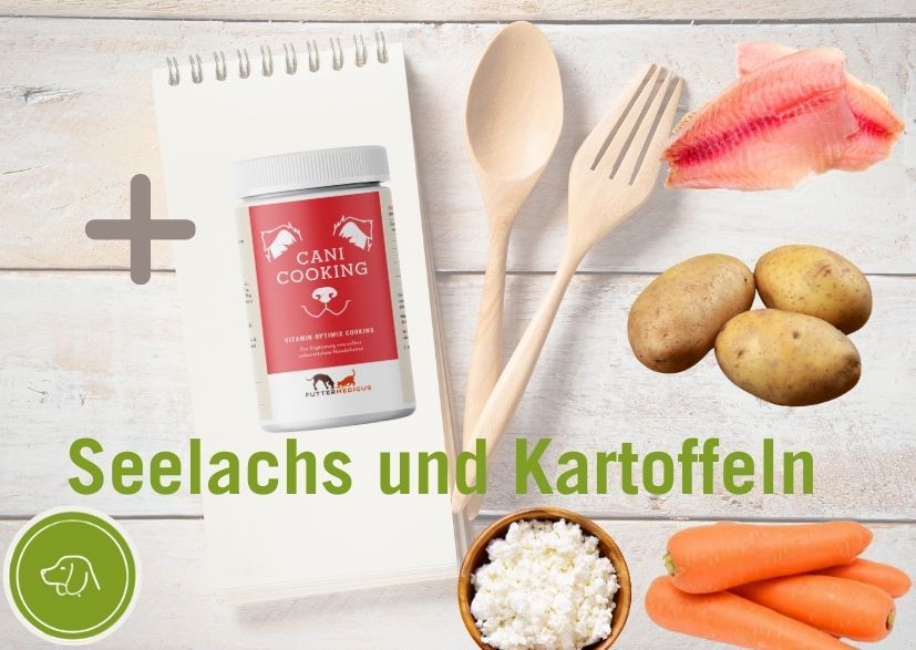 Seelachs mit Kartoffeln für Hunde mit dem Vitamin Optimix Cani Cooking