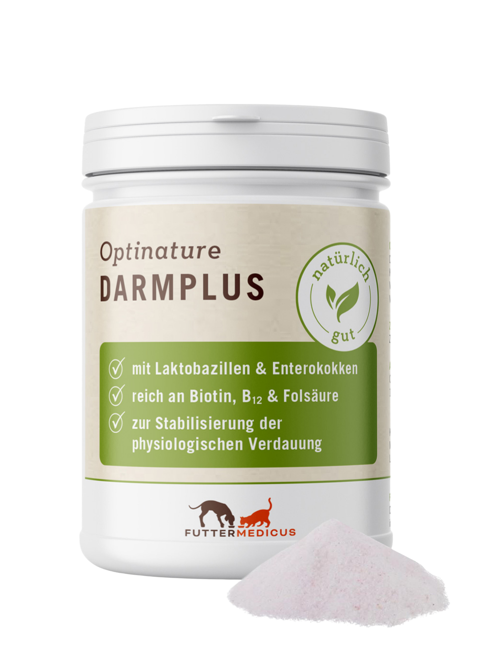 Futtermedicus | Optinature Darmplus 150 g I Synbiotikum für Hunde und Katzen